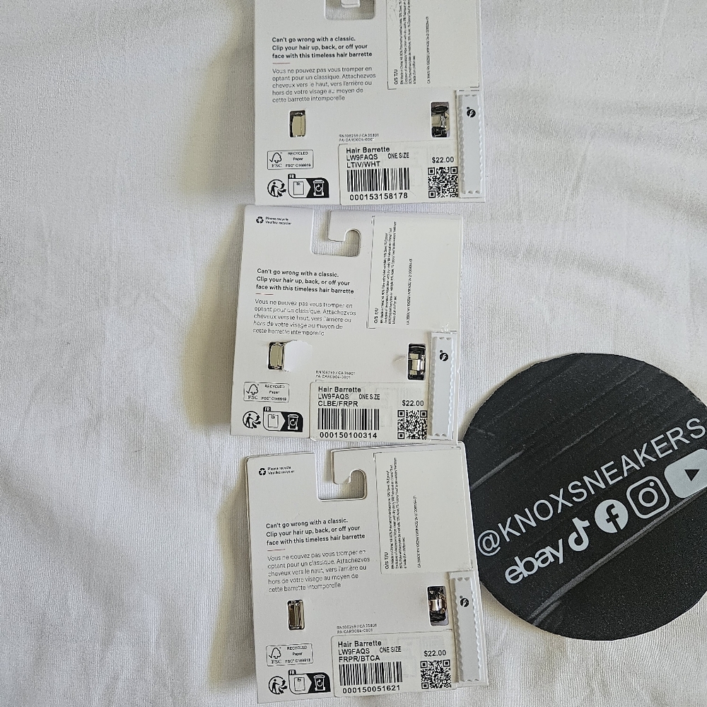 Lululemon Hair Barrette Clip White Brown Blue New LOT OF 3 - Picture 5 of 6